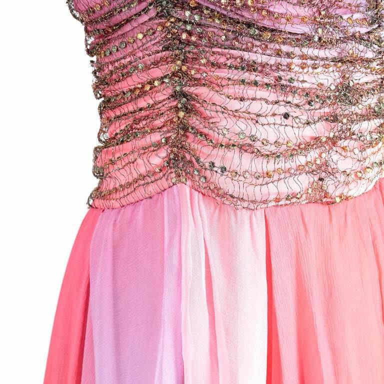 ARCHIVE - 1970s Ted Lapidus Fairytale Pastel Silk Chiffon Dress