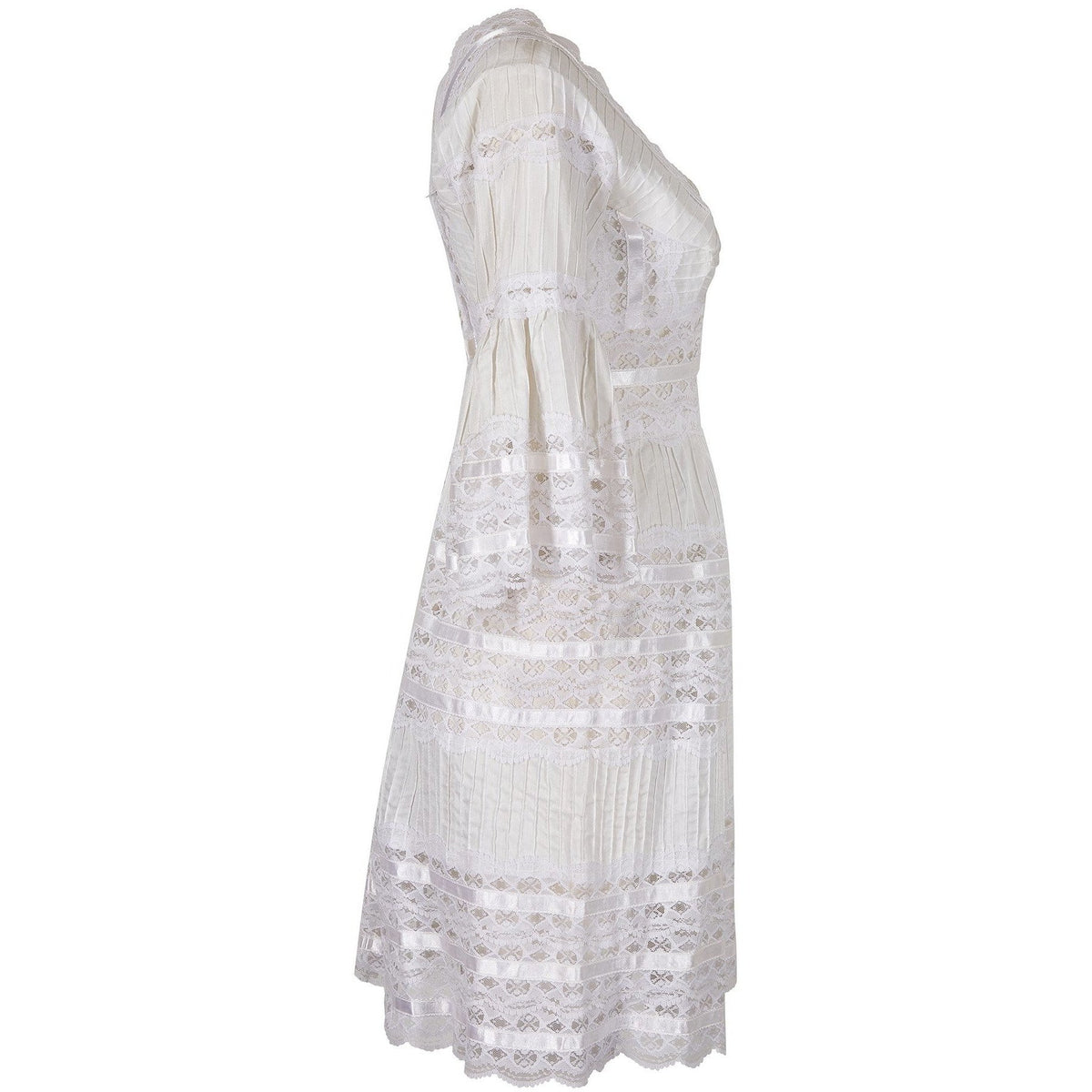 ARCHIVE - 1970s Pin Tuck Lace Mexican Wedding Dress