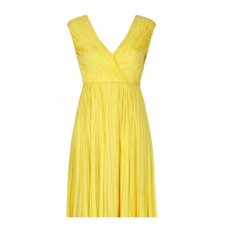 ARCHIVE- 1970s Ted Lapidus Lemon Yellow Pleated Chiffon Dress – CIRCA ...