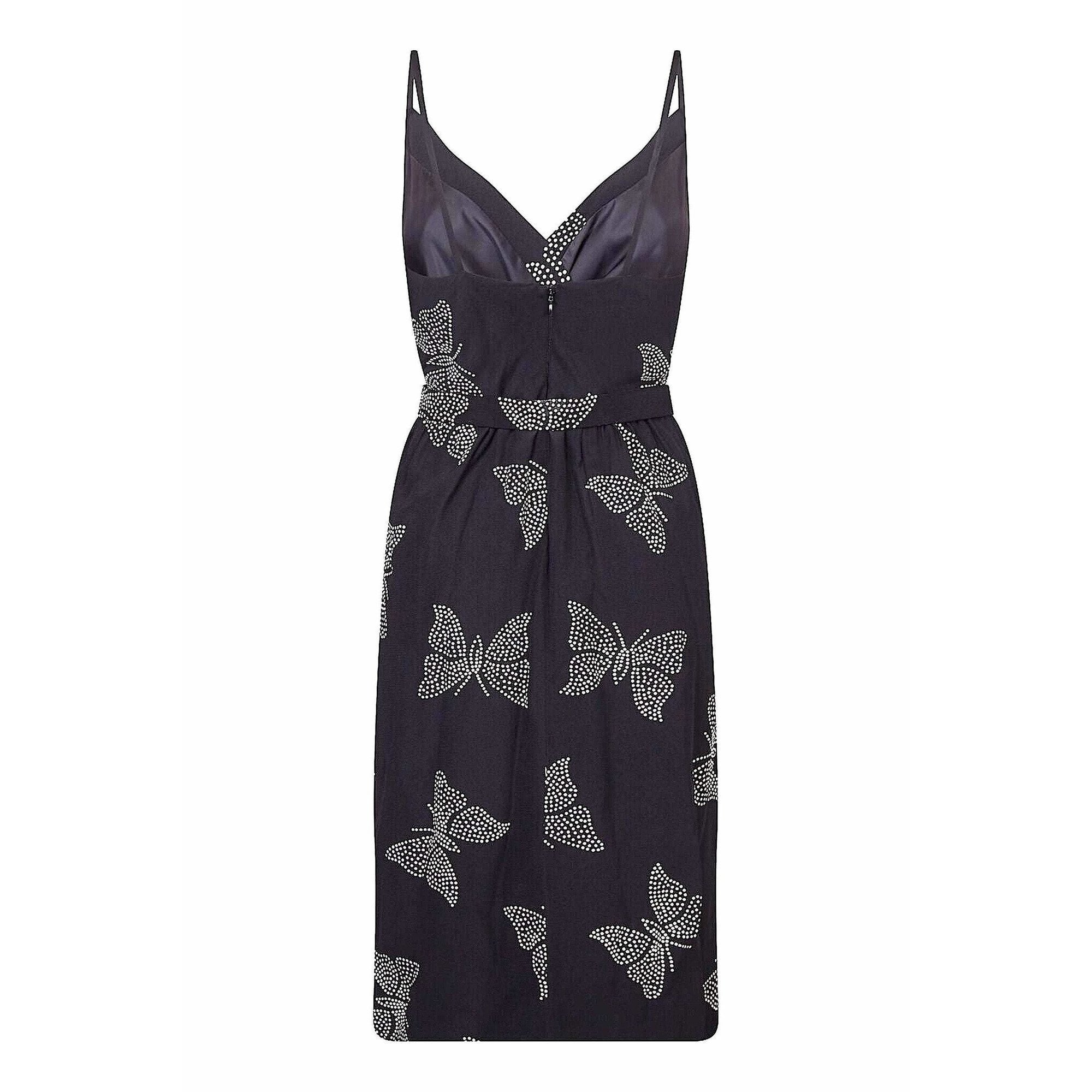 ARCHIVE - Valentino 1980s Black Silk Crepe Butterfly Dress With Matching Belt