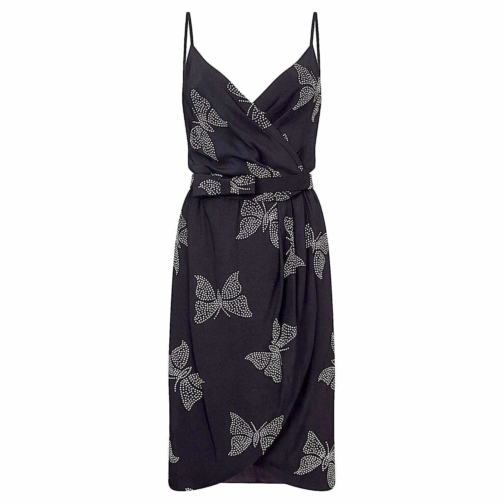 ARCHIVE - Valentino 1980s Black Silk Crepe Butterfly Dress With Matching Belt