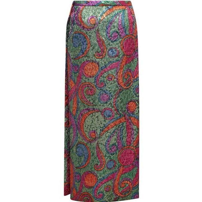 ARCHIVE - Yves Saint Laurent 1989 Metallic Lame Skirt With Rhinestone Buttons