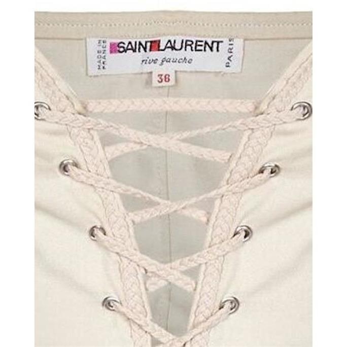 ARCHIVE - Yves Saint Laurent Iconic 1970s Ivory Beige Front Lacing Peasant Corset